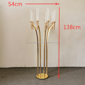 Wedding Gold Metal Table Centerpiece Acrylic <strong>Candelabra</strong> for Decoration - Product Image 3