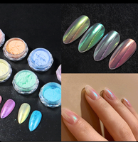 Luxe Chrome Net Rouge Coucher de Soleil Poudre Blusher Aurora Magique Sirène Aurora Couleur Clair de Lune Pierre Miroir Magique Poudre À Ongles Pigment