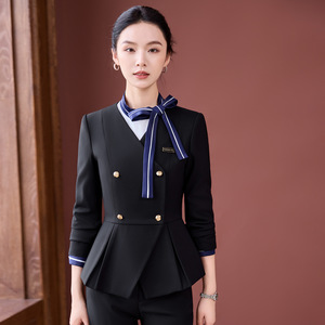 Women's Professional Suit Long Sleeve Polyester Hotel Uniform Elegant Style For Receptionists And Beauty Salons - Product Image 2