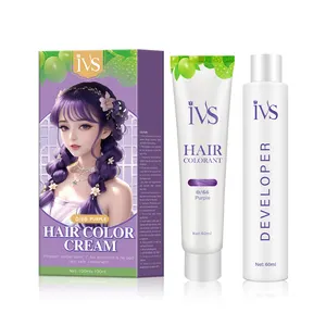 IVS krim pewarna rambut desain kartun, pewarna bahan herbal alami esay mewarnai cepat profesional tanpa efek samping