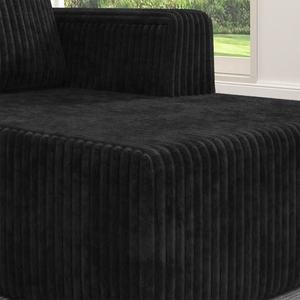 طقم أريكة على شكل حرف U مع مقاعد استرخاء مزدوجة، أثاث قماشي كبير قابل للتعديل، إسفنج عالي الكثافة ومبطن بالتفريغ للشحن - Product Image 4