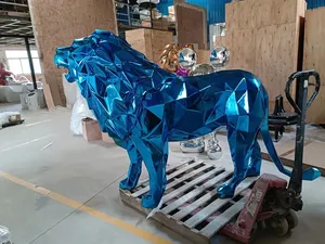 Escultura de León de Tamaño Real para Exteriores, con Recubrimiento Electrolítico, para Entrada de Centro Comercial, Escultura Geométrica de Animal, Escultura de León de Gran Tamaño - Product Image 2