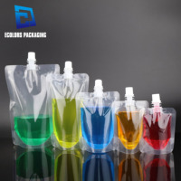 En stock – Sachet plastique transparent avec bec verseur pour emballage alimentaire et boissons (50ml, 100ml, 200ml, 300ml, 500ml, 600ml)