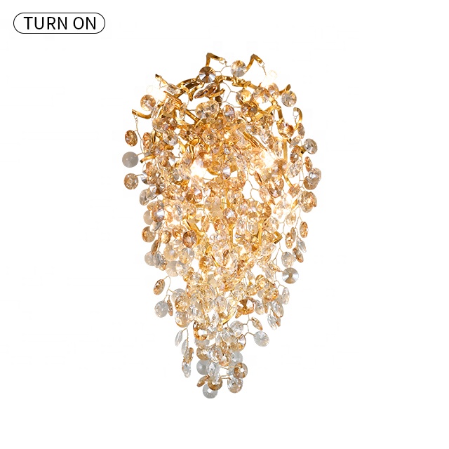 Full crystal wall lamp luxury sun crystal hotel lamp decorative wall lamp for villa