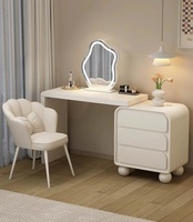 Table de toilette moderne avec plateau en verre blanc, design unique et simple, flottante, avec panneau en bois et miroir éclairé, meubles Target