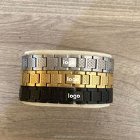 Pulsera Geométrica de Lujo para Hombre con Logotipo de Cocodrilo, de Acero Inoxidable y Titanio, Resistente al Deslustre, con Caja de Regalo