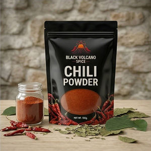 Bolsa de pie mate personalizada al por mayor con impresión, cierre de cremallera y ventana transparente para envasado de chile en polvo y especias - Product Image 1