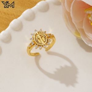 Ensemble de bagues plaquées or 18 carats Vierge Marie et <span class=keywords><strong>Saint</strong></span> <span class=keywords><strong>Jude</strong></span>, amulette religieuse multi-formes incrustée de zircon CZ, bijoux catholiques pour femmes - Product Image 6