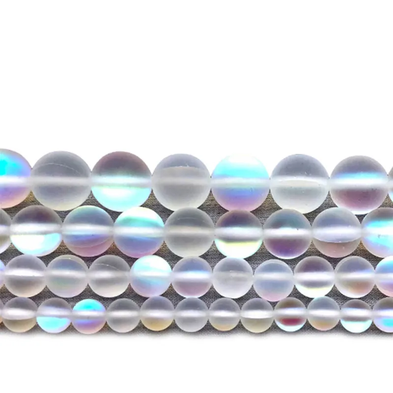 6/8/10/12mm beyaz buzlu parlak kristaller cam yuvarlak halka boncuk takı yapımı için el yapımı DIY bilezik kolye malzeme
