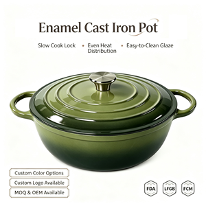 26Mommy Pot 4.32L Pentola Olandese Classica in Ghisa Smaltata con Doppio Manico, Antiaderente, Resistente, Casseruola Profonda con Coperchio, Adatta al Forno, Utensile da <span class=keywords><strong>Cucina</strong></span> in Ferro - Product Image 1