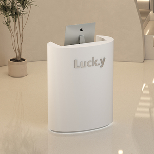 Quầy thu ngân Thẩm mỹ viện tiệm cắt tóc quầy bar tối giản bàn tiếp tân khách sạn hiện đại với đèn <span class=keywords><strong>LED</strong></span> chất liệu MDF - Product Image 1