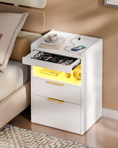 Mesitas de Noche Modernas de Mediados de Siglo con Ranuras, Mesitas de Noche con Cajones para Dormitorio o Sala de Estar, Venta al por Mayor - Product Image 1