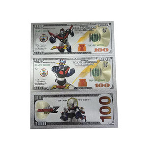 Nueva Llegada Anime <span class=keywords><strong>Mazinger</strong></span> Z Billete de Plástico Bañado en Plata de 100 Dólares Colección de Tarjetas de Dibujos Animados - Product Image 1