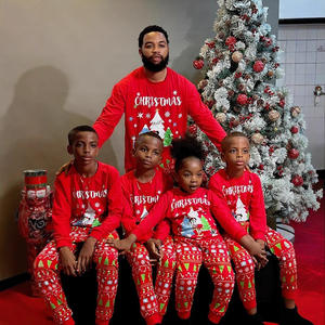 Livraison directe ensemble de fête de Noël personnalisé rouge <span class=keywords><strong>2</strong></span> pièces vêtements de nuit pyjamas de Noël ensemble de Noël famille correspondant pyjamas de Noël - Product Image 2