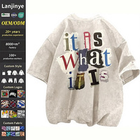 Camisetas Gráficas de Algodón para Hombre, Estampado de Letras Divertidas, Estilo Vintage Oversize, Lavado Ácido, Streetwear, Rapper, Casual