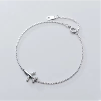 Mode Beau Cadeau De Noël Mignon Avion Pendentif Bracelet En Argent Sterling 925 Avion Bracelet