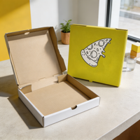 SP3236 2026 Caja de Pizza Plegable de Cartón Corrugado Grueso y Duradero con Impresión Gráfica Colorida para Comida Rápida