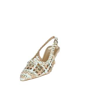Gold & Gold Women's Slingback Heeled Sandals <b>White</b> Gold GD246 Pointed Toe Low <b>Heel</b> - Product Image 6