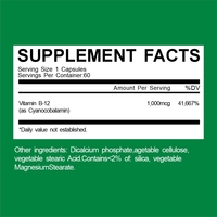 WELLBODY OEM Marque Privée Vente Chaude Complexe de Vitamine B en Capsules Qualité Alimentaire 100% Pure Vitamine B12 en Comprimés Complément Quotidien