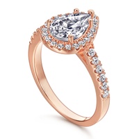 Nouvelle bague de luxe en argent Rose 2CT en forme de poire VVS Moissanite, bague en argent Sterling 925