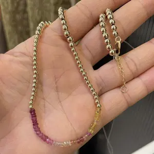 Ожерелье из сапфира, 2 мм и 3 мм