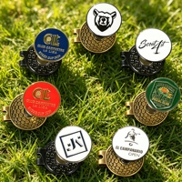 Logo de balle de golf personnalisé en émail dur plaqué or, style antique, avec métal gravable magnétique pour souvenirs et compétitions