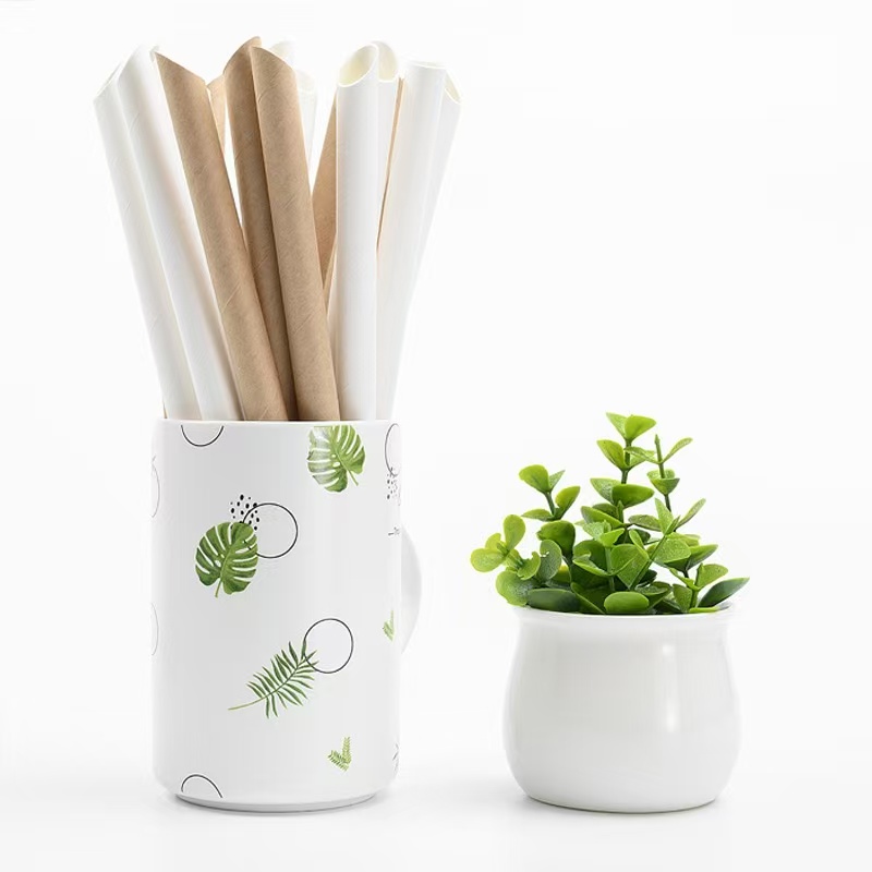 High Quality Eco Friendly Disposable Biodegradable Food Grade Wood Pulp Customizable Paper Drinking Straws for Food Catering Use