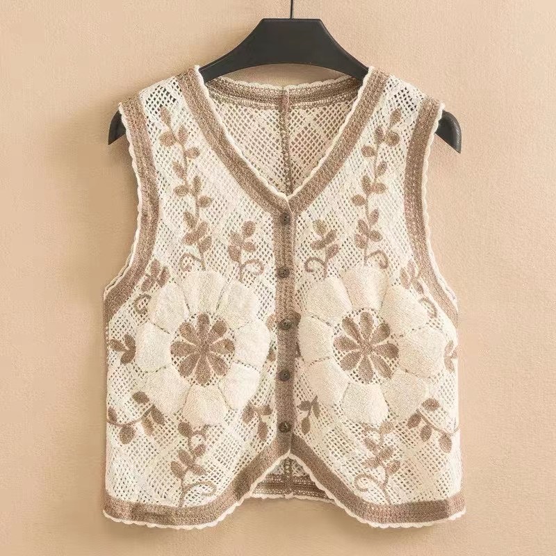 Floral Motif Hand Knitted Vest　美品　希少 Floral Motif Hand Knitted Vest 美品 希少