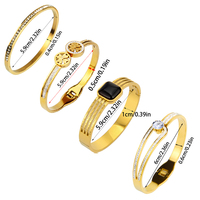 Bracelet en acier inoxydable plaqué or à quatre pièces, design trèfle à quatre feuilles, luxe léger, classique, bracelet superposé pour femme, anniversaire