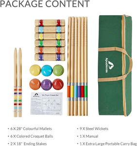 Ensemble <span class=keywords><strong>de</strong></span> <span class=keywords><strong>croquet</strong></span> pour six joueurs avec maillettes en bois et caoutchouc <span class=keywords><strong>de</strong></span> haute qualité, balles colorées <span class=keywords><strong>de</strong></span> 28 pouces, buts, <span class=keywords><strong>jeu</strong></span> <span class=keywords><strong>de</strong></span> pelouse et <span class=keywords><strong>de</strong></span> jardin pour adultes et adolescents - Product Image 6