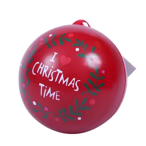 גבוהה-איכות חג המולד מותאם אישית Dia7 Dia11cm כדור צורת קופסא פח מתכת עבור שוקולד אריזה כדור פח ממתקים