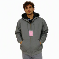 Veste de travail d'hiver à capuche, style basique, en toile de canard, isolée, avec logo personnalisé, motif écossais, grandes tailles, pour vêtements de travail OEM