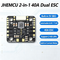JHEMCU WING ESC-DUAL 40A BLHELI_S 2in1 ESC 2-6S LiPo avec BEC intégré et ampèremètre pour avion RC à double moteur à aile fixe
