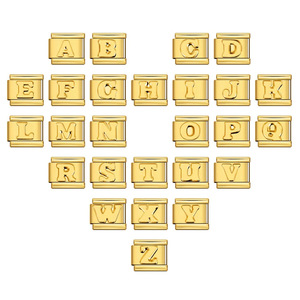 Pulsera Modular Italiana de la Serie de Letras Cóncavas Doradas, Chapado en Acero Inoxidable, Accesorios de Pulsera Elástica DIY - Product Image 2