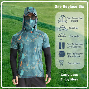 Chemise de pêche à capuche LureStorm pour homme avec cache-visage UPF50+, séchage rapide, manches longues, protection solaire, vêtements de pêche - Product Image 3