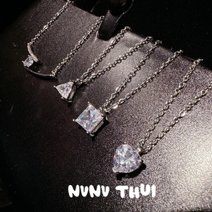 Collar de diamante único en forma de corazón, huevo de Paloma, cadena de eslabones cuadrados geométricos de latón brillante, estilo princesa de circón sonriente - Product Image 1