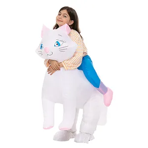 Halloween party cosplay ride on animal mascot costume blow up suit inflatable cat costume for kid children