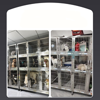 Cage pour chien empilable en acier inoxydable robuste avec plateau amovible, idéale pour hôpitaux vétérinaires, cliniques canines et salons de toilettage