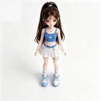 Poupée en plastique écologique personnalisée de 14 cm, forme de dessin animé de petite fille bleue, objet de collection pour cadeaux promotionnels et faveurs de fête