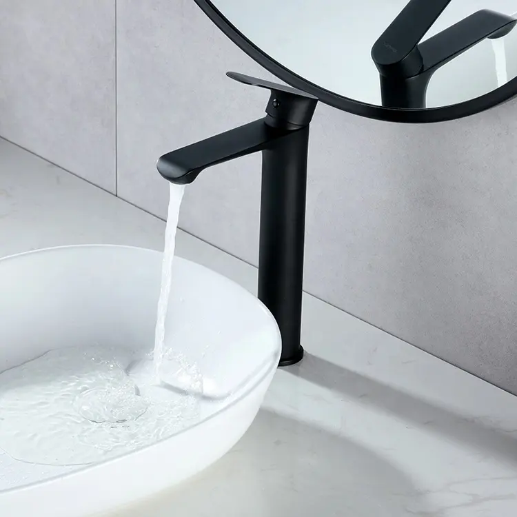 matte black square bathroom wash basin mixer tap single handle faucet