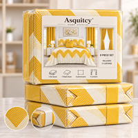 En stock : Ensemble de literie 8 pièces avec rideaux assortis, taille Queen et King, drap et taies d'oreiller imprimés