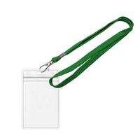 Cordon tubulaire en polyester avec porte-badge, pochette élastique pour clés, idéal pour enseignant, carte d'accès d'employé et passe événementiel