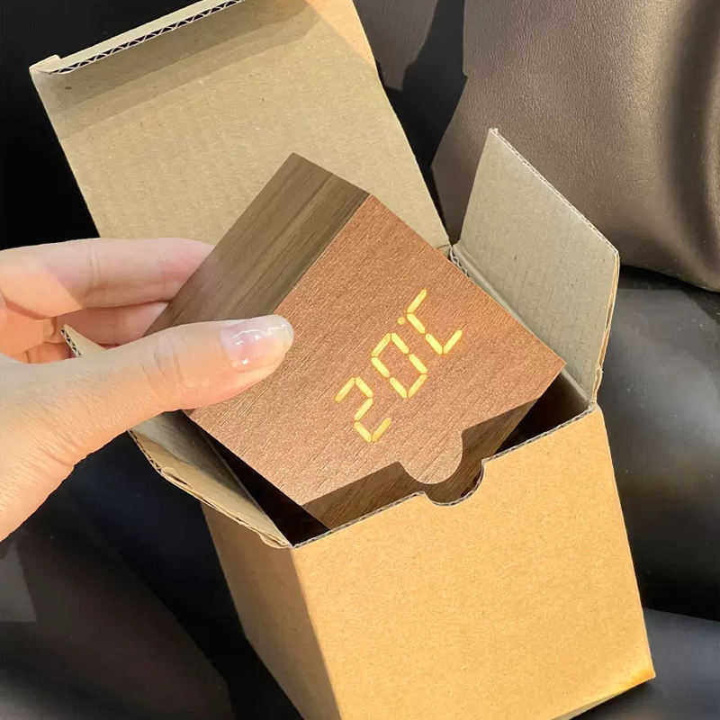 Desperadoe LED Bedside Clock Wooden Digital Alarm Clock with Temperature & Sound Control USB/3A Powered for Desk & Table Use