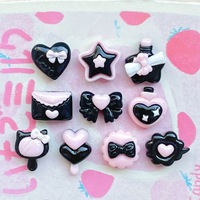 Nouvelles mini-bouteilles à vœux en résine noire et rose, accessoires DIY, décorations pour coques de téléphone et épingles à cheveux en forme de cœur, étoile et nœud d'amour