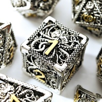 LuxeRoll Silver Gold Hollow Octopus Metal Dice Set 7Pcs Polyhedral DND Dice for Tabletop RPG Game Call of Cthulhu Dice Wholesale