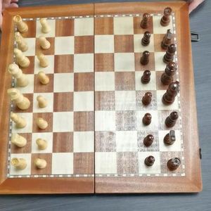 3-in-1 Multifunctional Wooden Chess <b>Set</b> | International Chess, Checkers, <b>Backgammon</b> | Portable & Durable - Product Image 4
