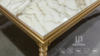 Chine Fournisseur Personnalisé Dalle De Marbre Naturel Surface Table Basse Ensemble Table Basse En Bois Antique