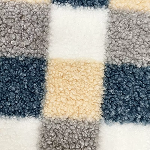 Tissu polaire confortable bleu à motif bohème 100% polyester tricoté 350 g/m² imprimé Sherpa pour vestes d'hiver - Product Image 4