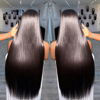 Perruques Lace Front HD en Cheveux Humains Lisses Naturels, Sans Colle, Entièrement en Dentelle HD, Cheveux Brésiliens Naturels pour Femmes Noires