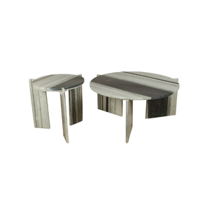 Mesa de Centro Moderna y Elegante de Mármol con Tres Patas, Convertible, Portátil, Estilo Panda, Mueble de Sala de Estar para Decoración del Hogar - Product Image 6
